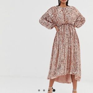 ASOS design open back waisted midi dress in sequin
